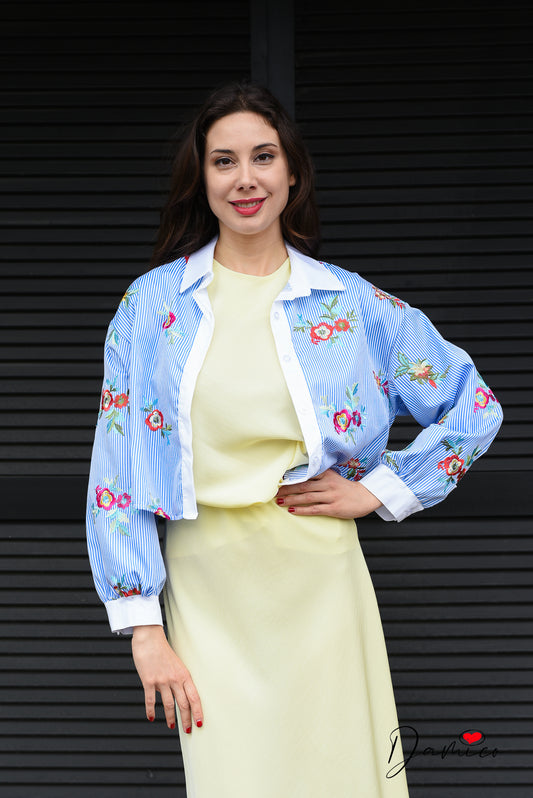 Camicia sewn flowers