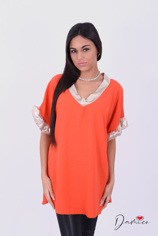 Blusa MC bordo oro