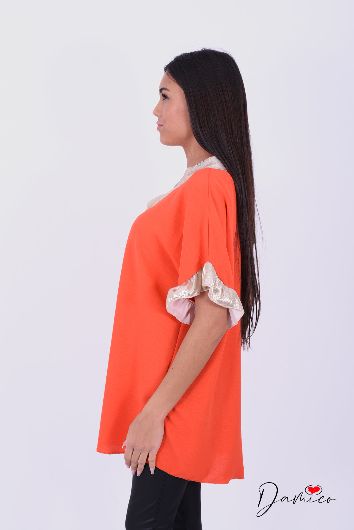 Blusa MC bordo oro