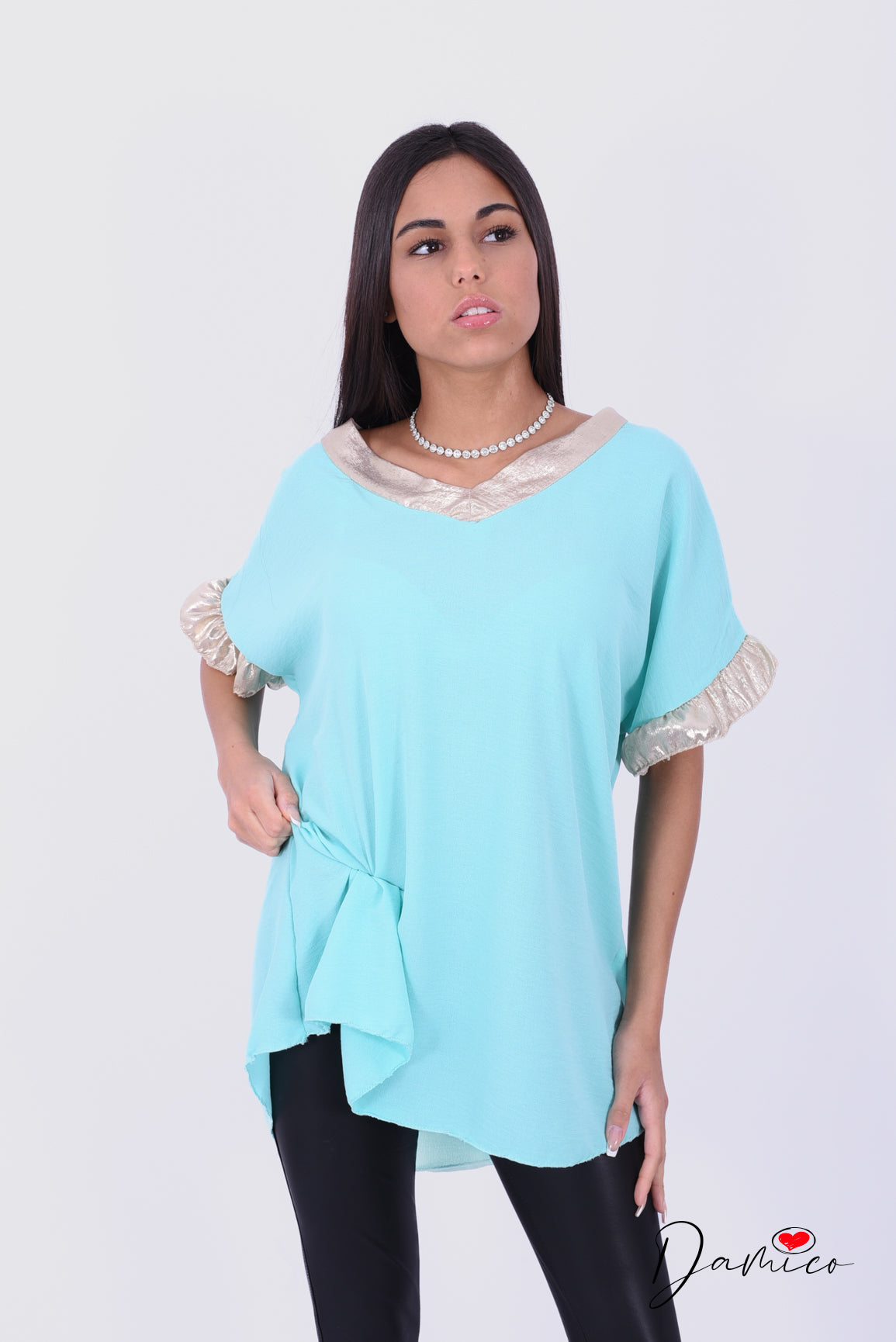 Blusa MC bordo oro