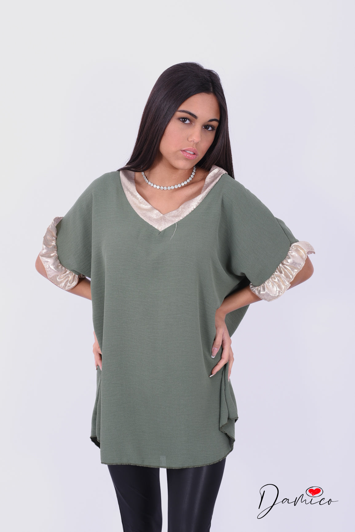 Blusa MC bordo oro
