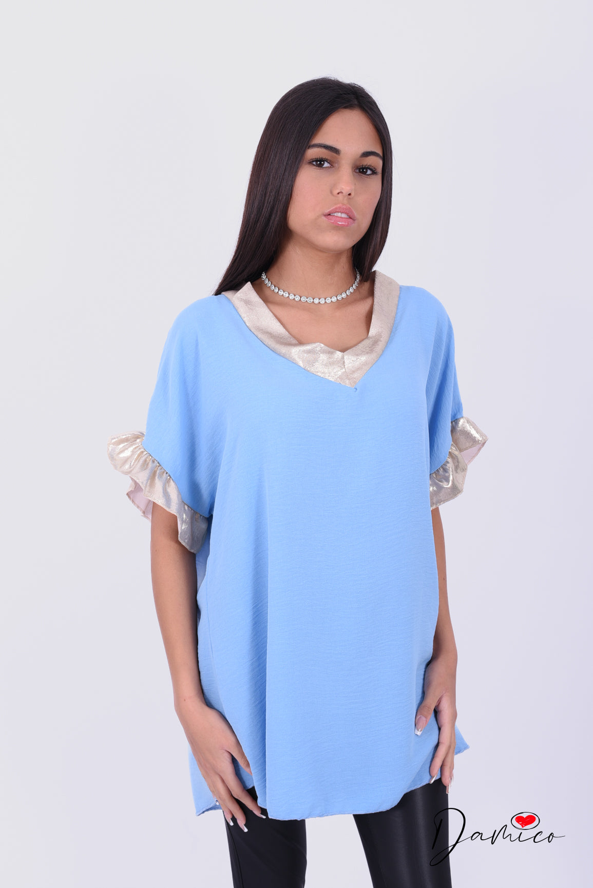 Blusa MC bordo oro