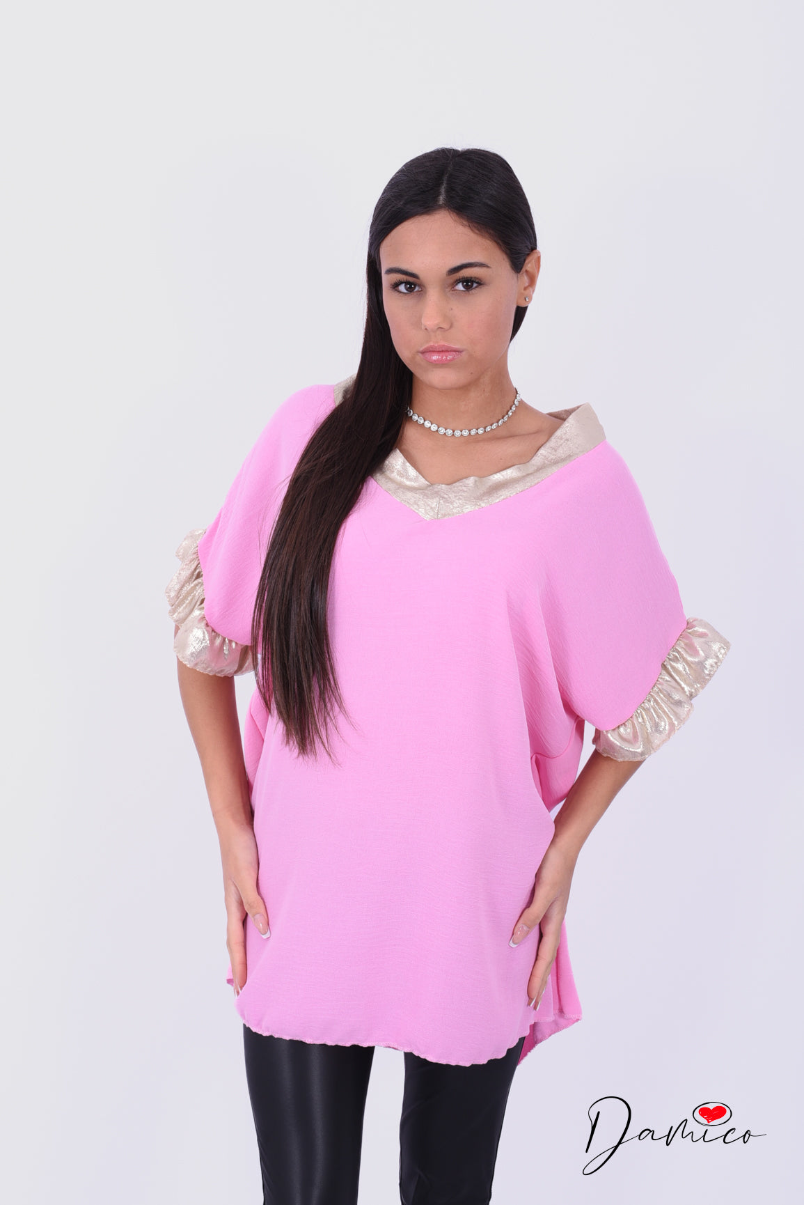 Blusa MC bordo oro