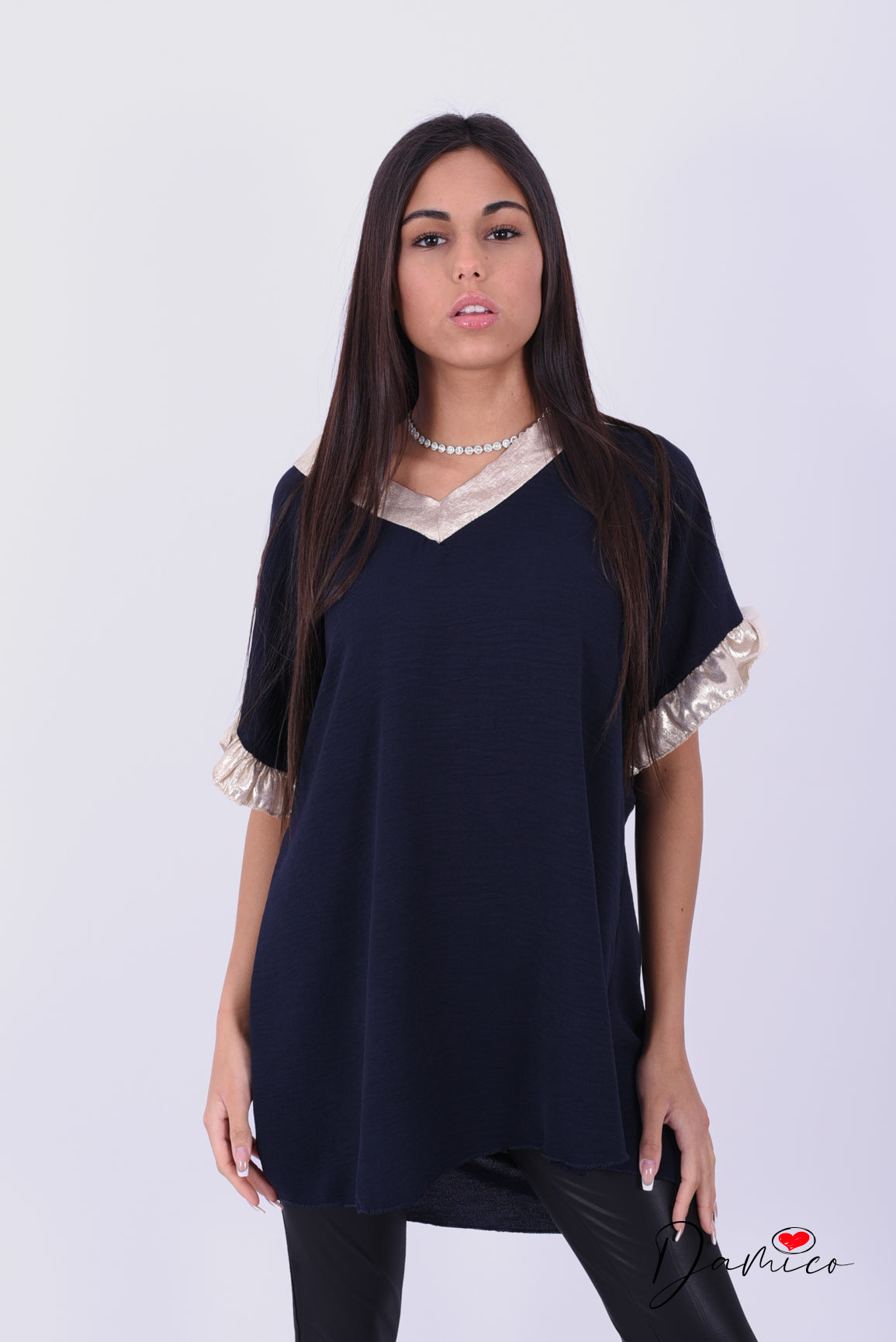 Blusa MC bordo oro