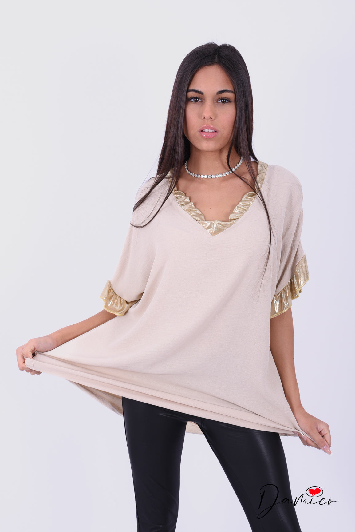 Blusa MC bordo oro