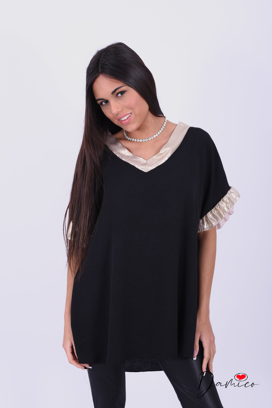 Blusa MC bordo oro