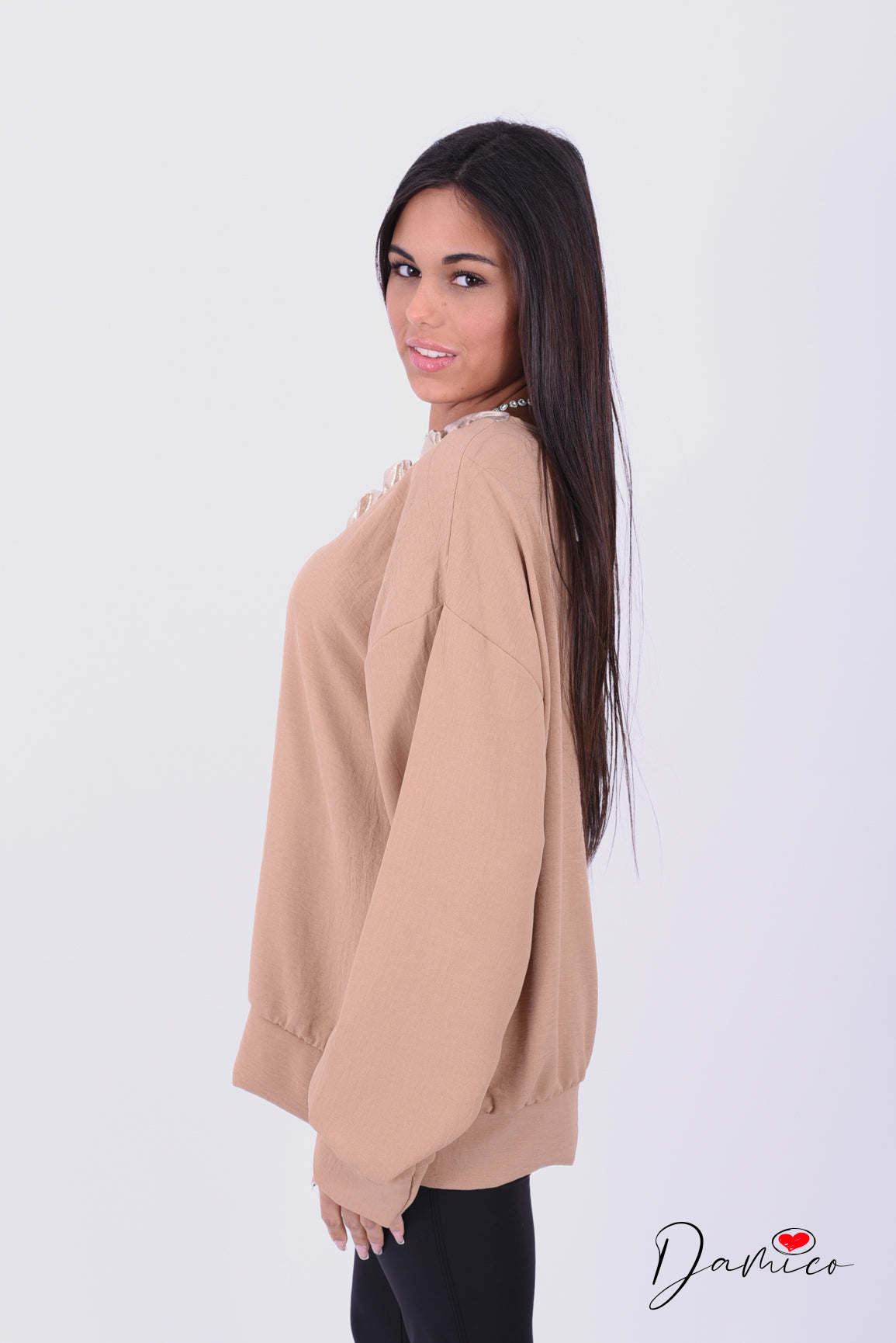 Blusa bordo oro maniche lunghe