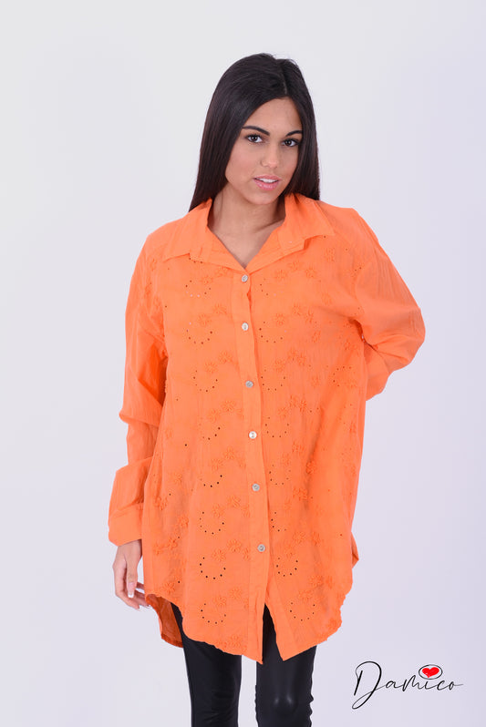 Camicia over inserto macramè
