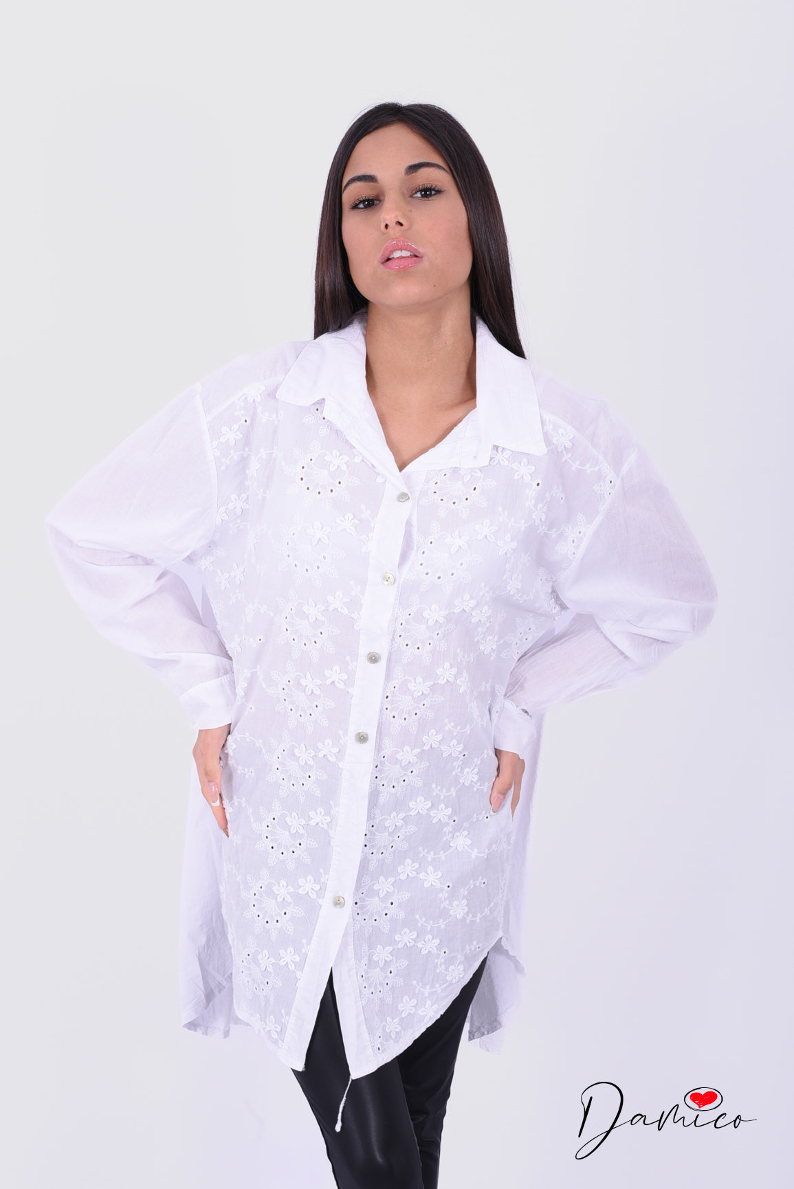 Camicia over inserto macramè