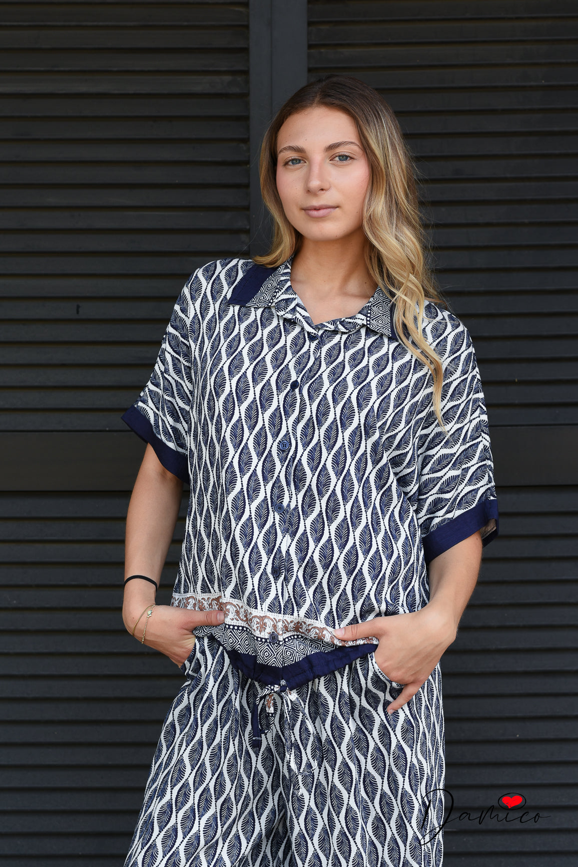 Camicia regolabile etnic leaf