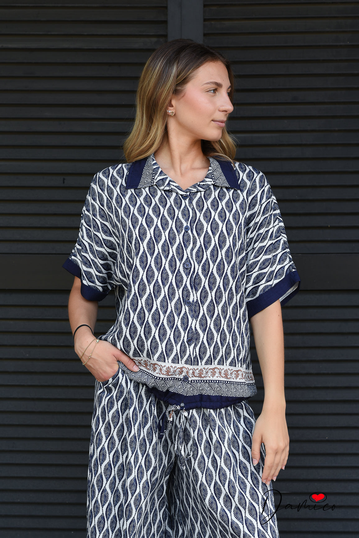 Camicia regolabile etnic leaf