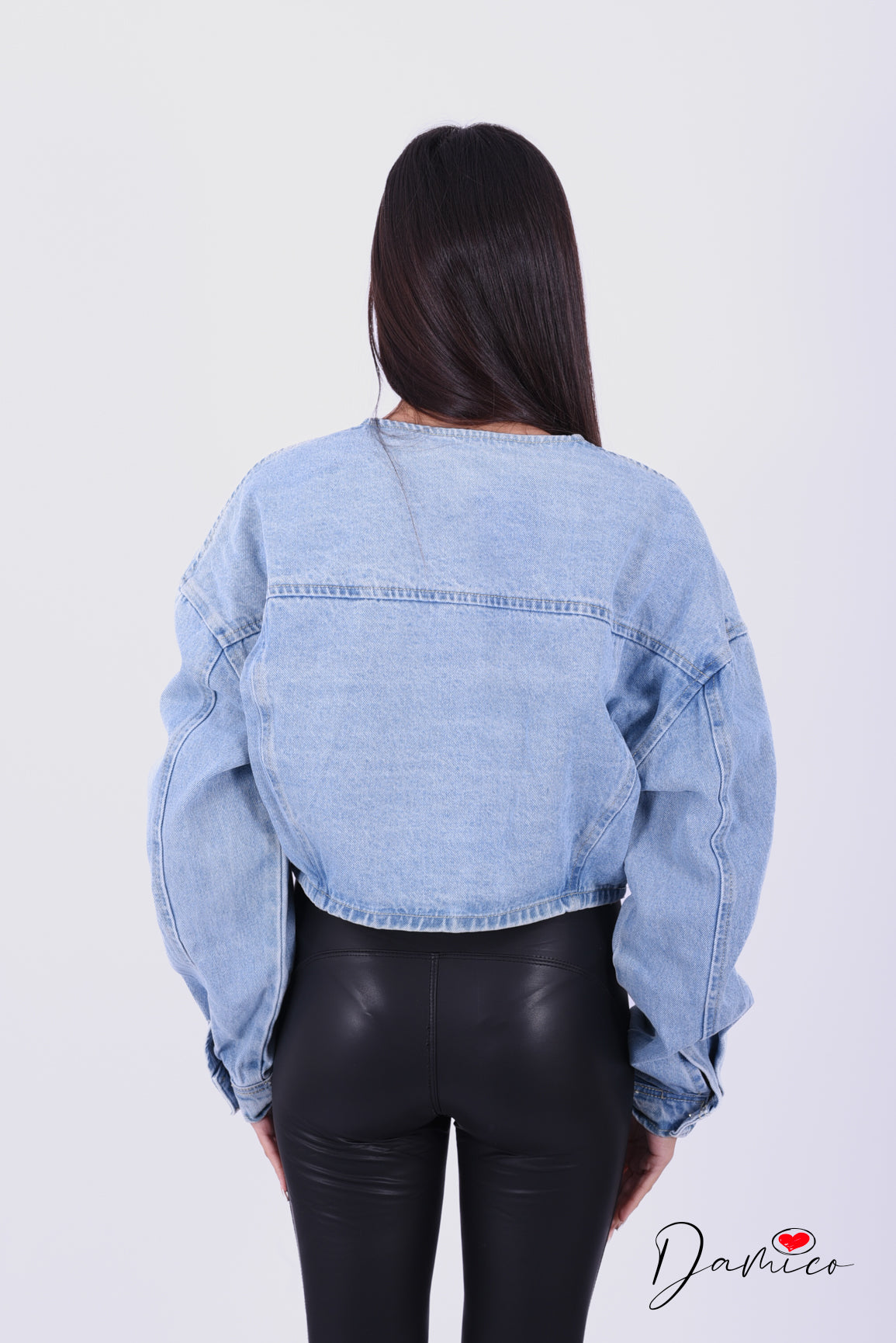 Giacca jeans girocollo semplice
