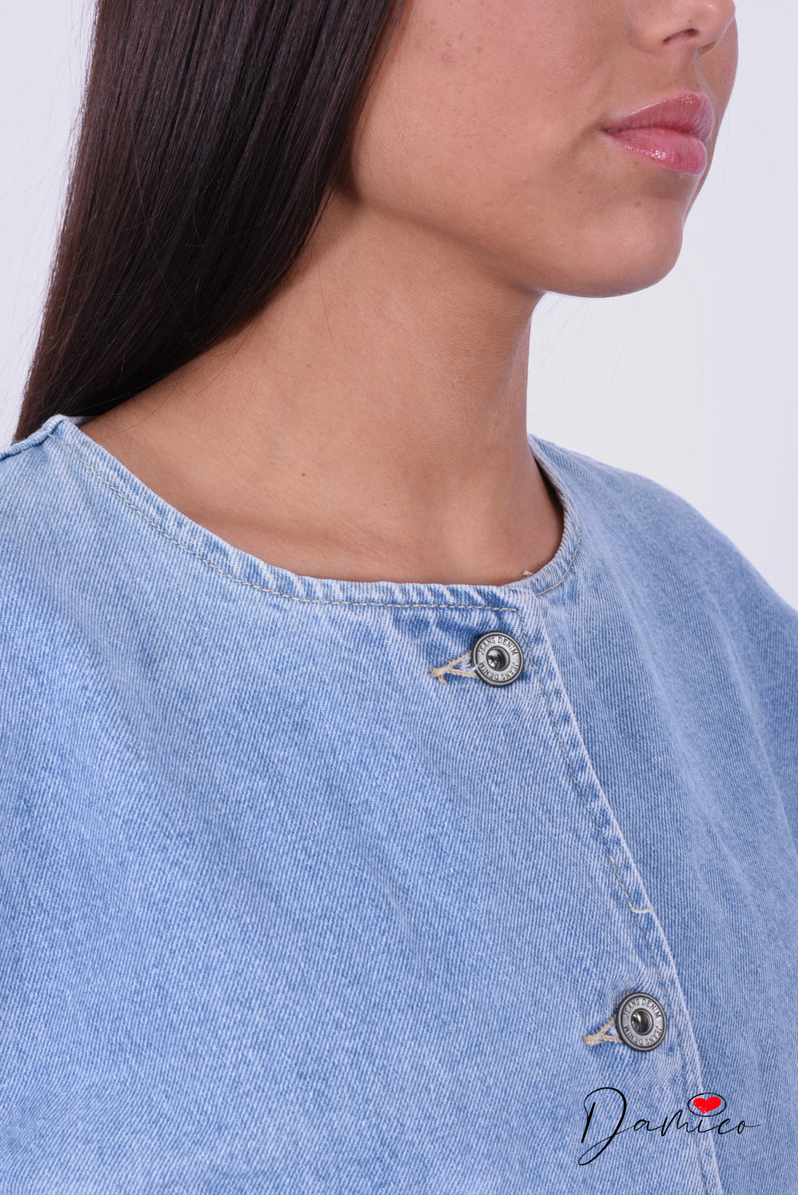 Giacca jeans girocollo semplice
