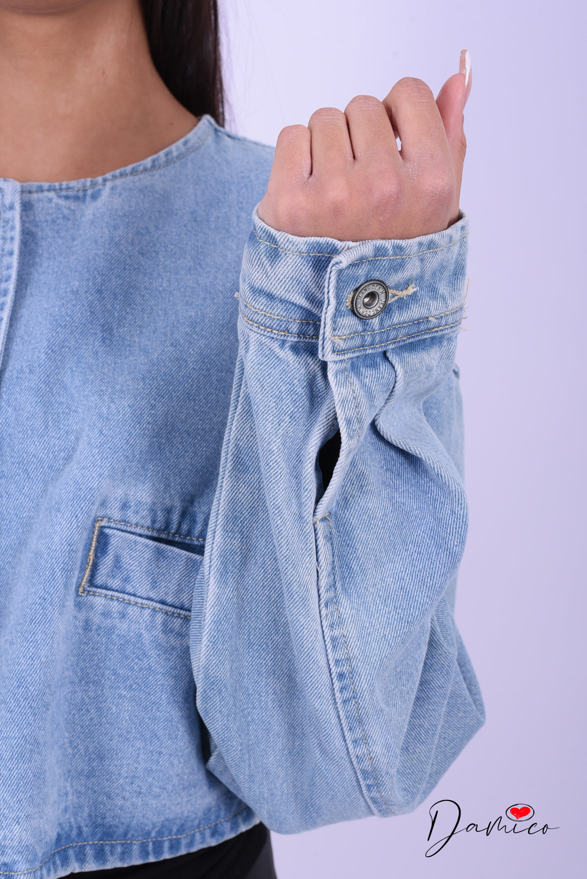 Giacca jeans girocollo semplice