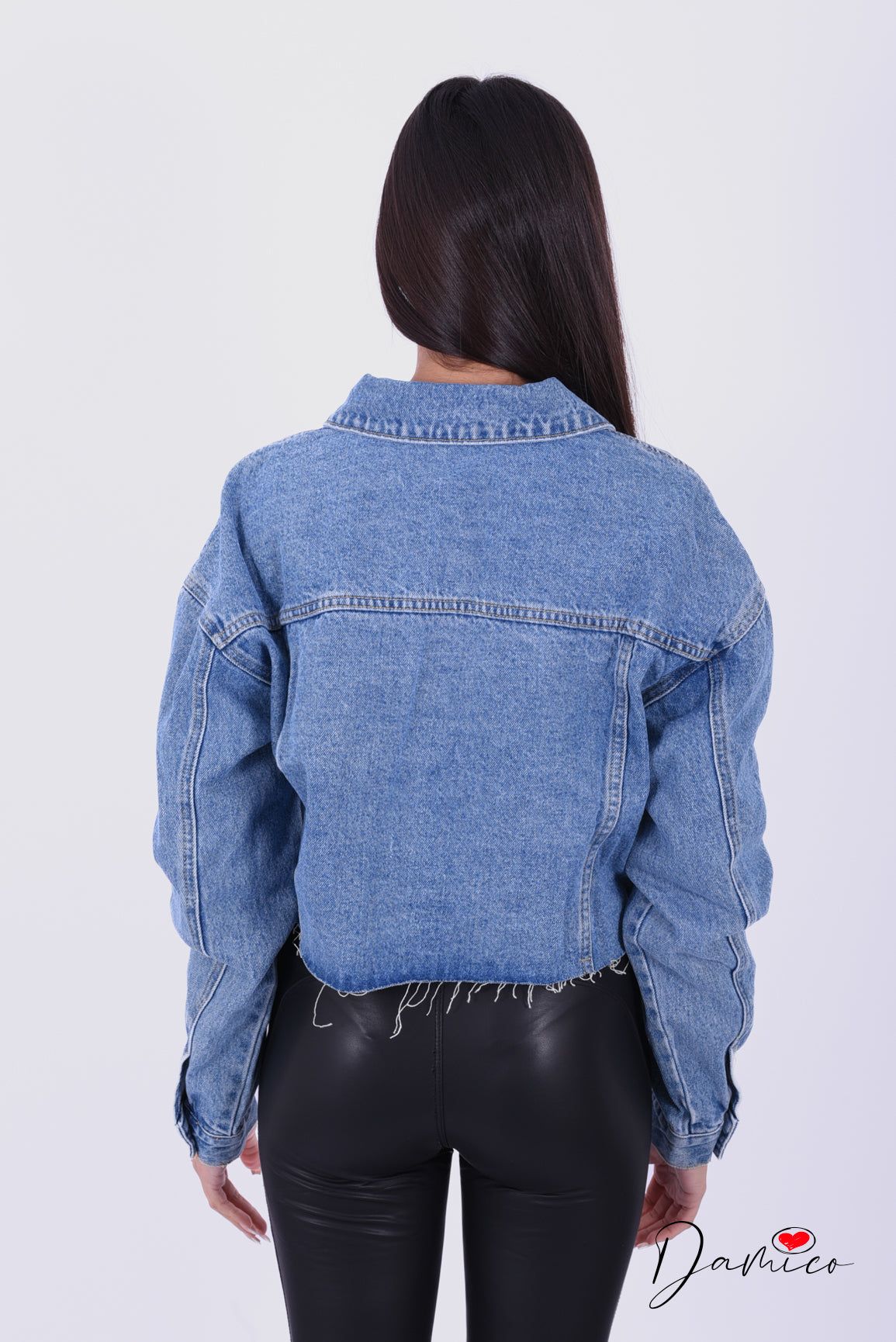 Giacca jeans fondo sfrangiato