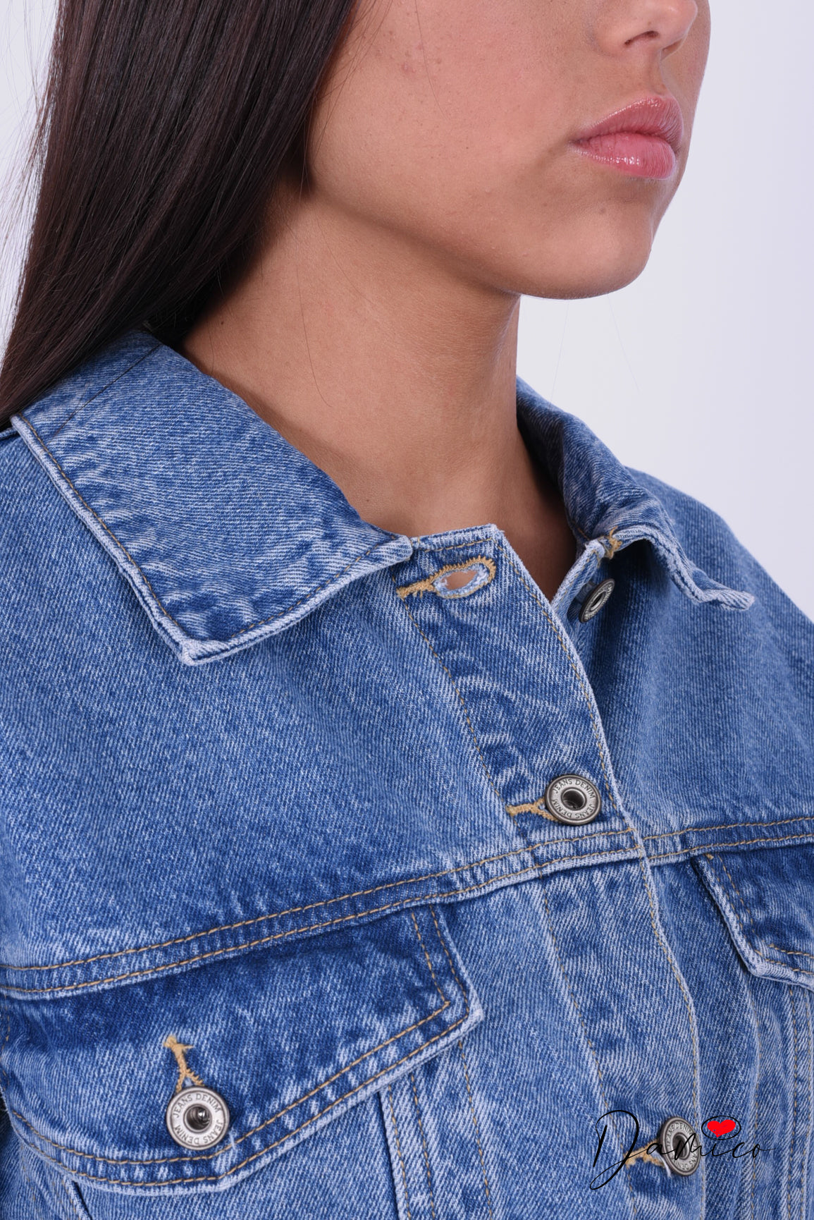Giacca jeans fondo sfrangiato