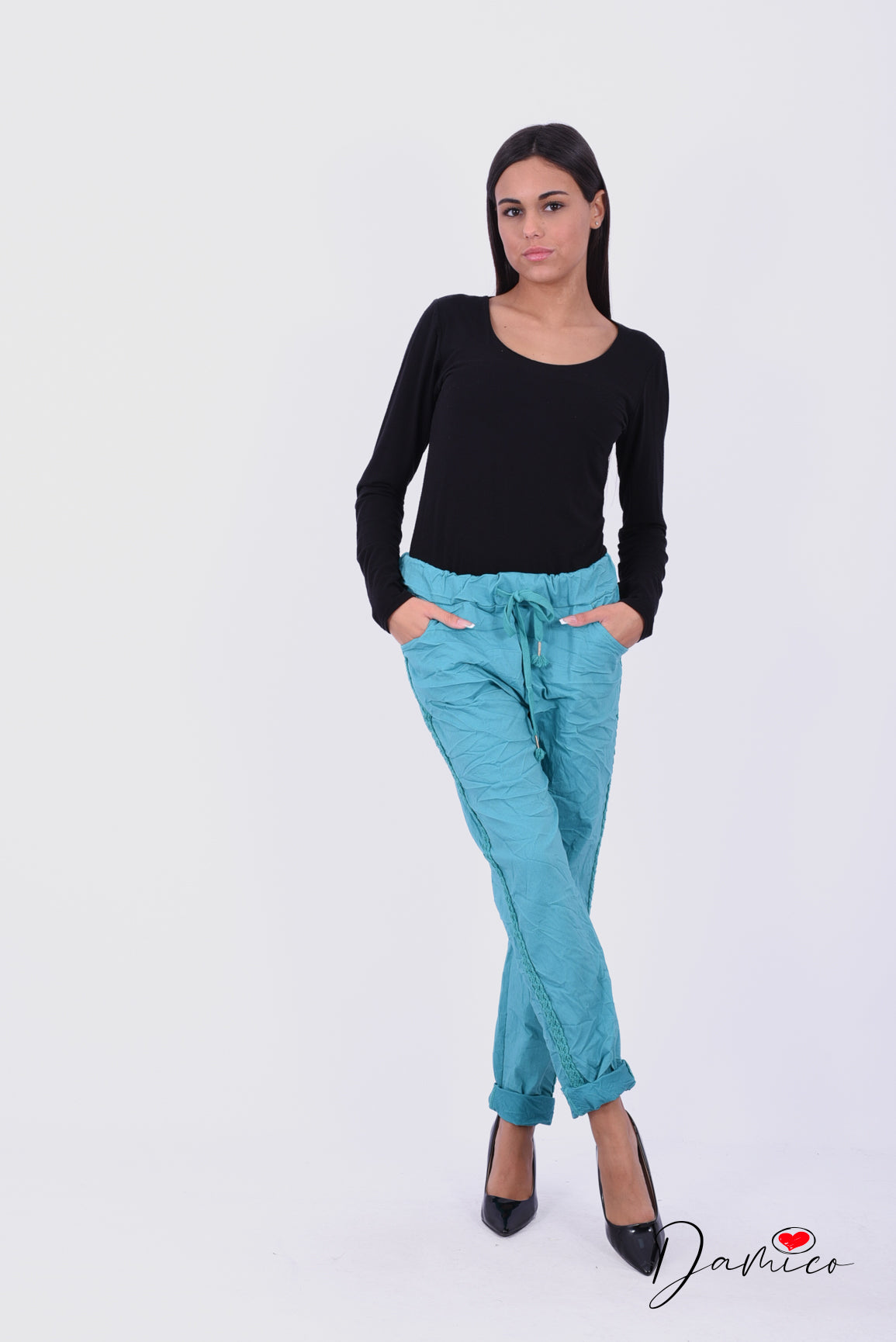 Pantalone bengalina con motivo