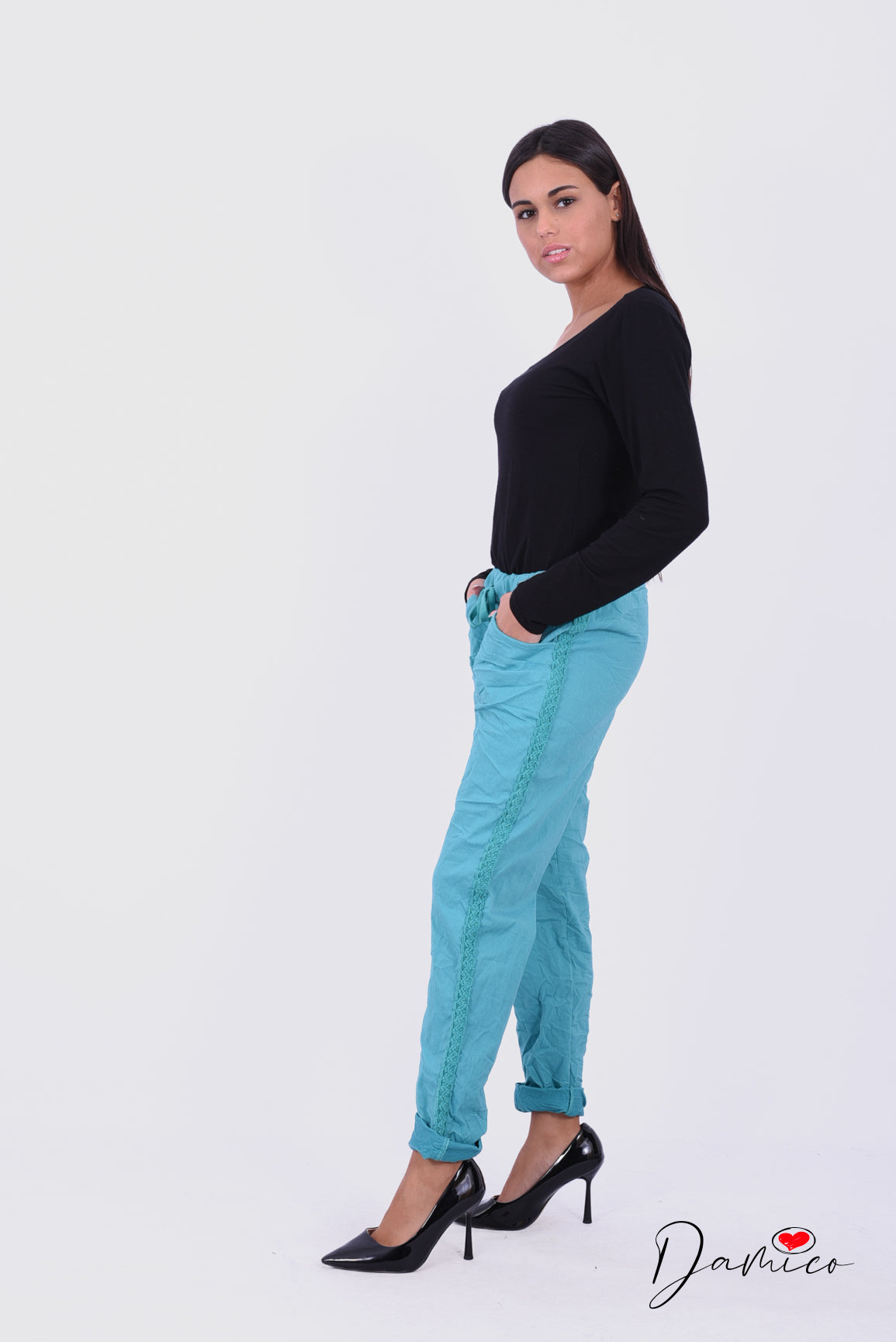 Pantalone bengalina con motivo