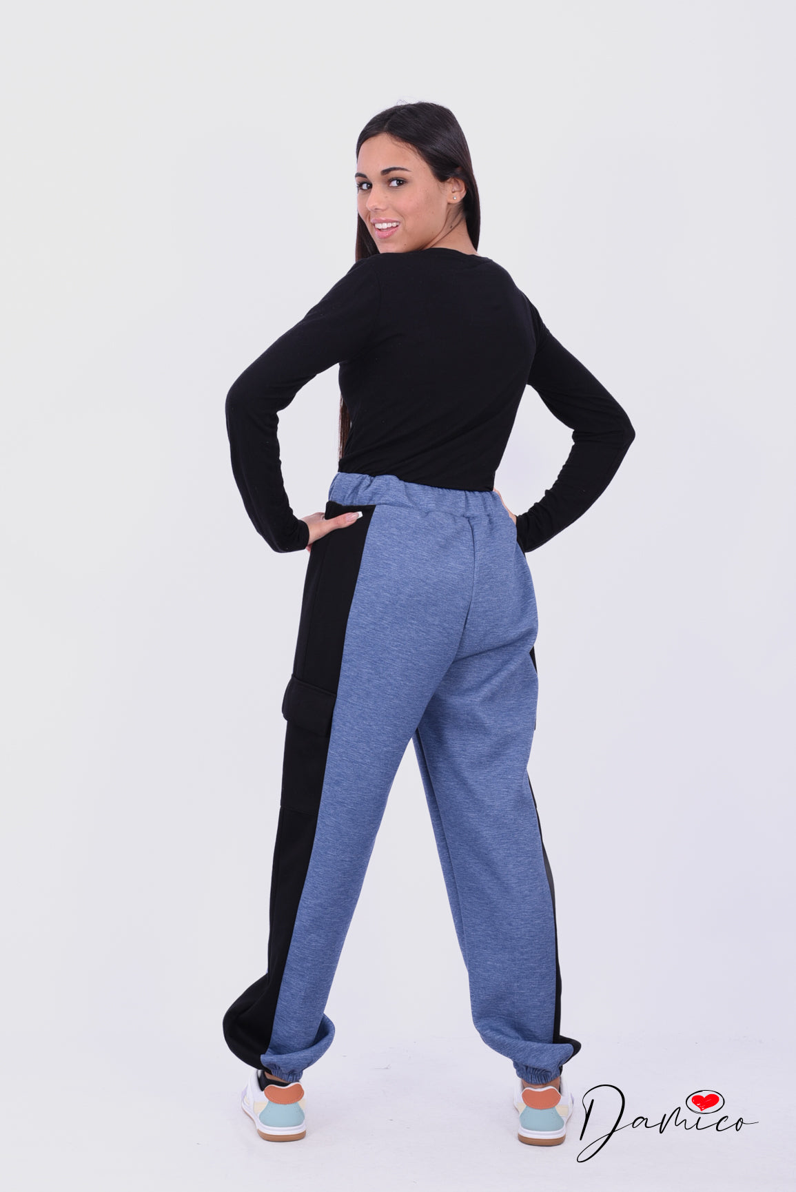 Pantalone cargo bicolore