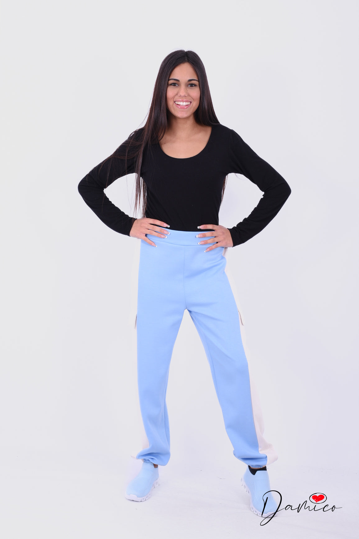 Pantalone cargo bicolore