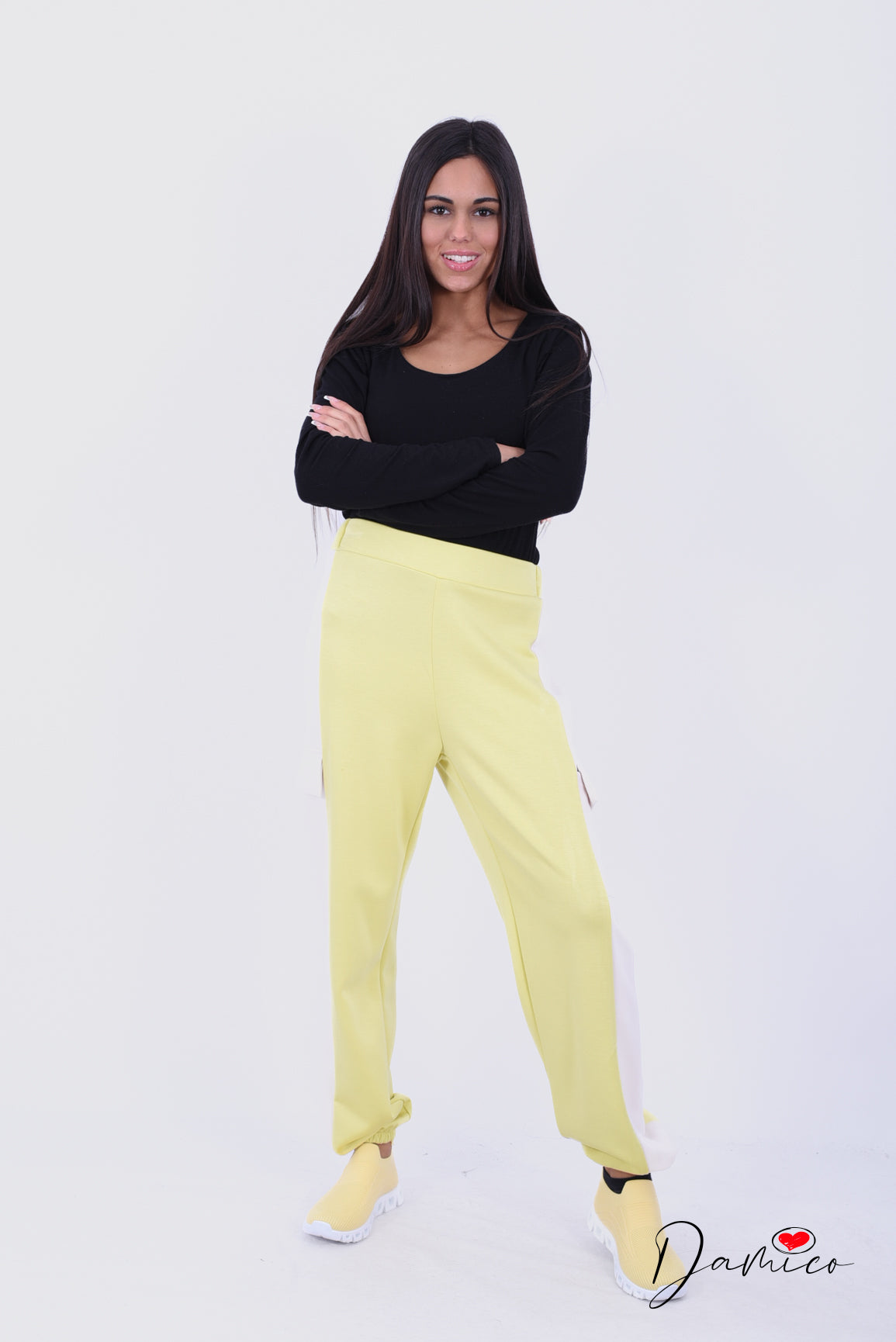 Pantalone cargo bicolore