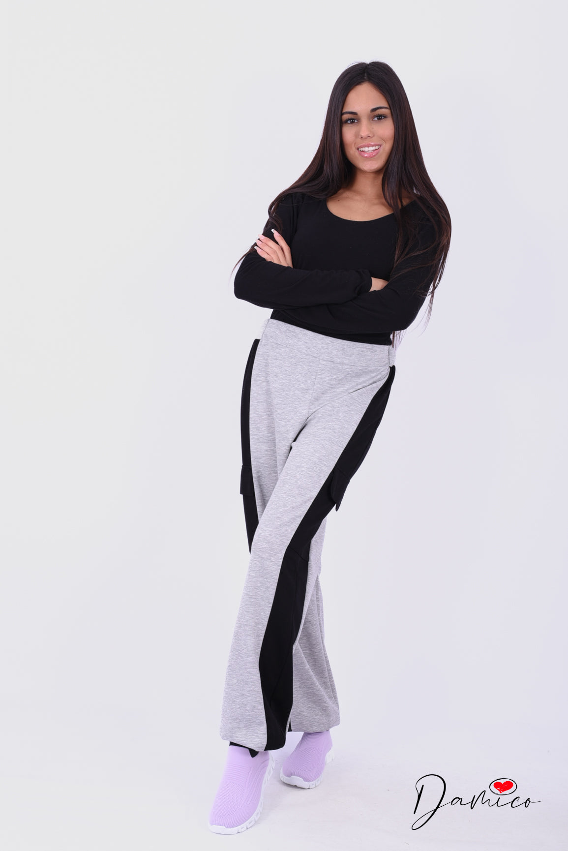 Pantalone cargo bicolore