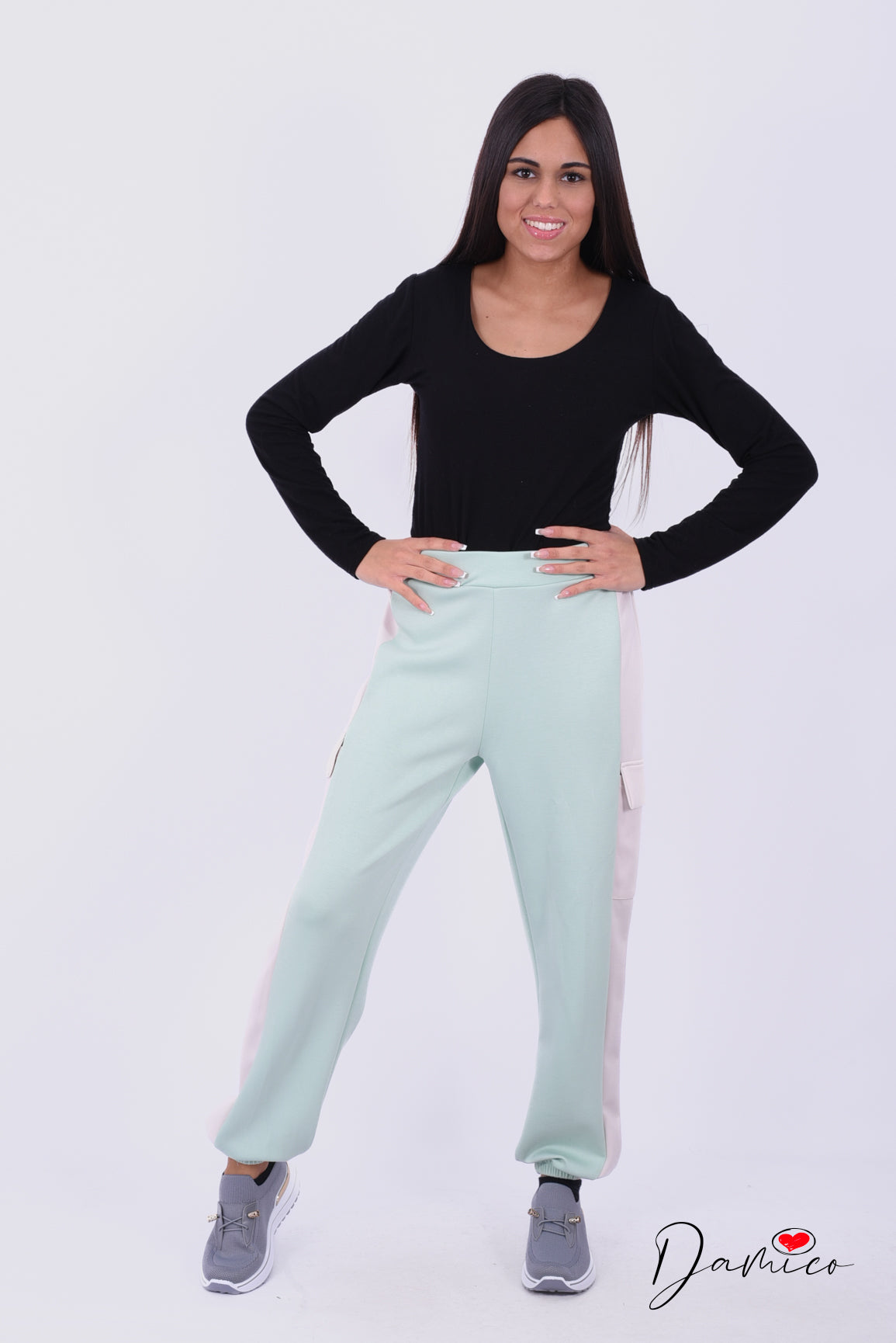 Pantalone cargo bicolore