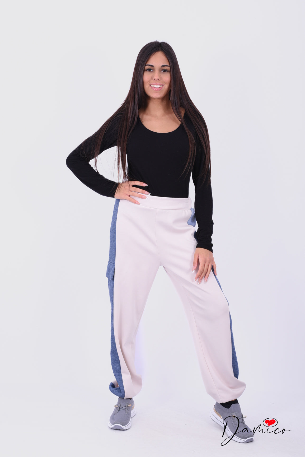 Pantalone cargo bicolore