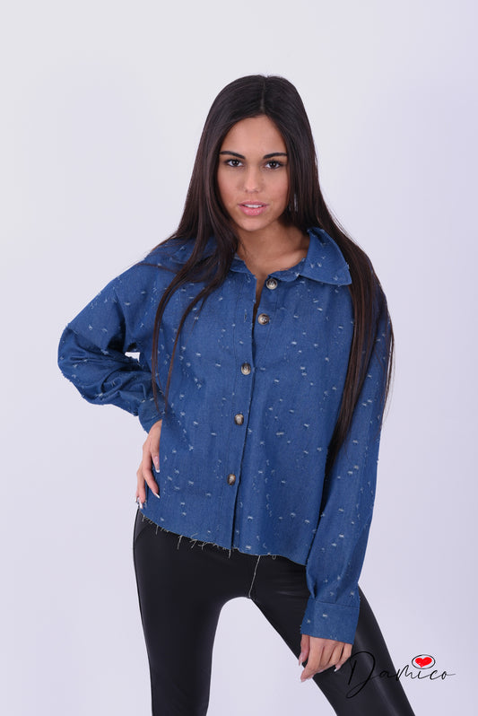 Camicia Denim sfrangiata