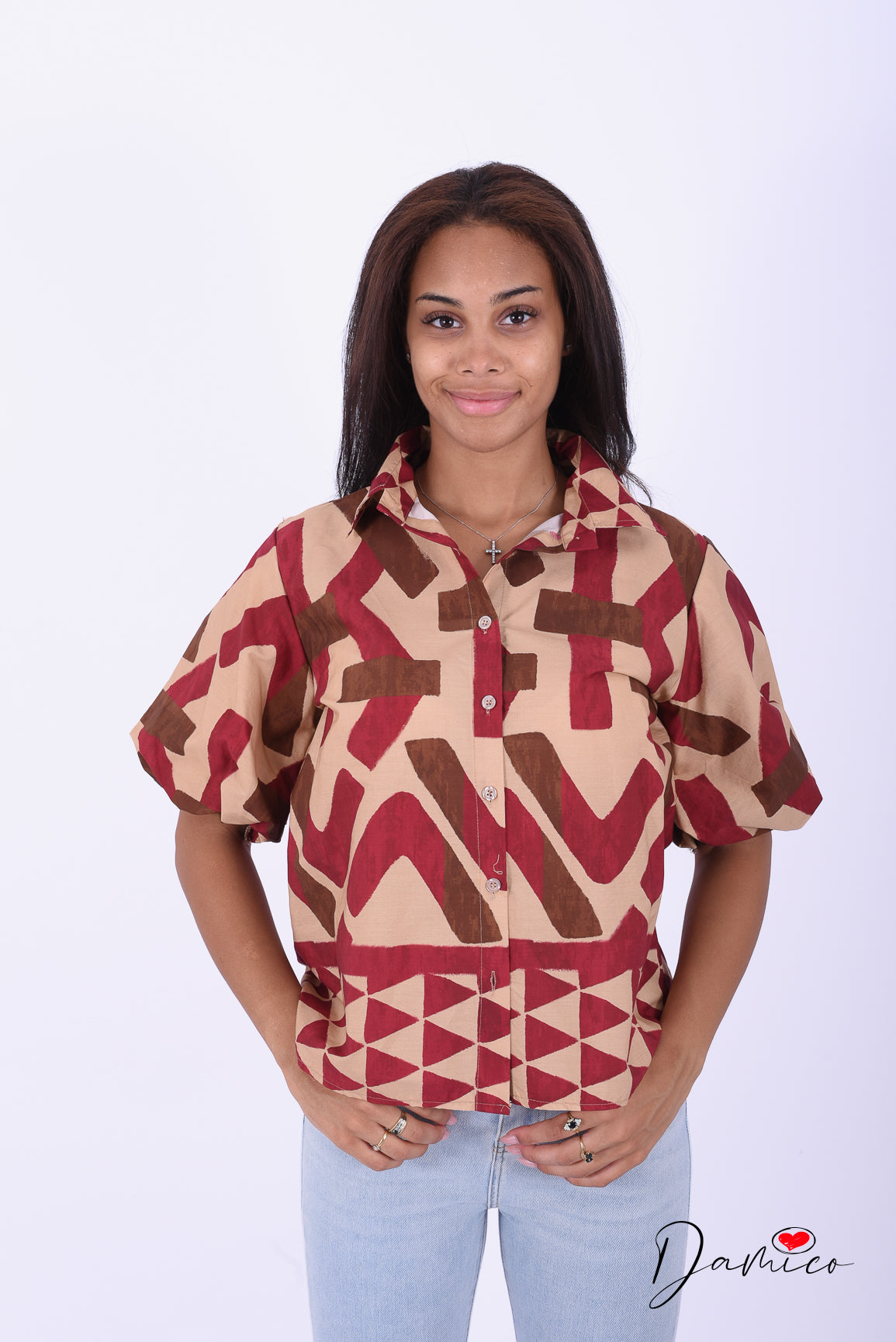 Camicia MC a palloncino geo