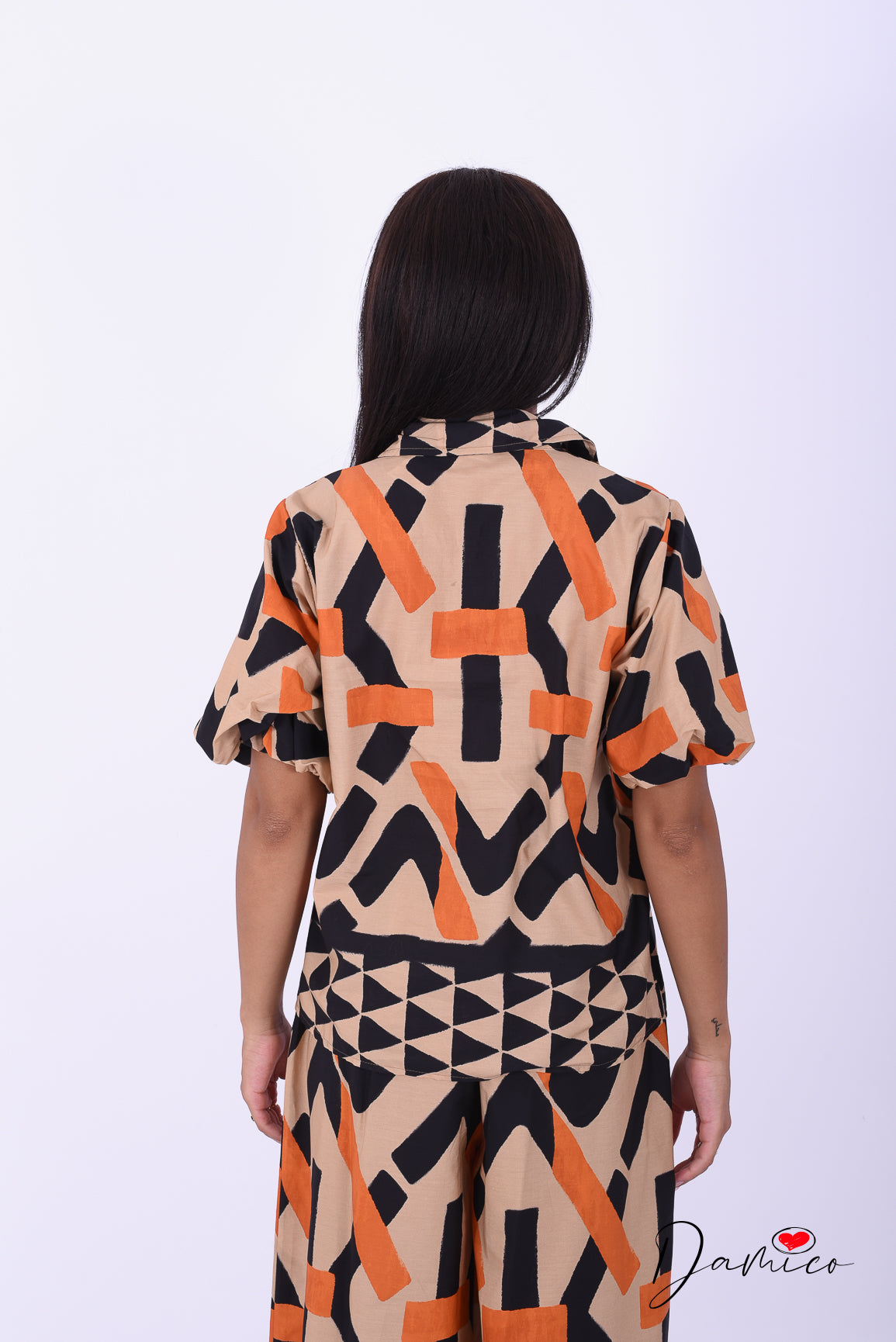 Camicia MC a palloncino geo