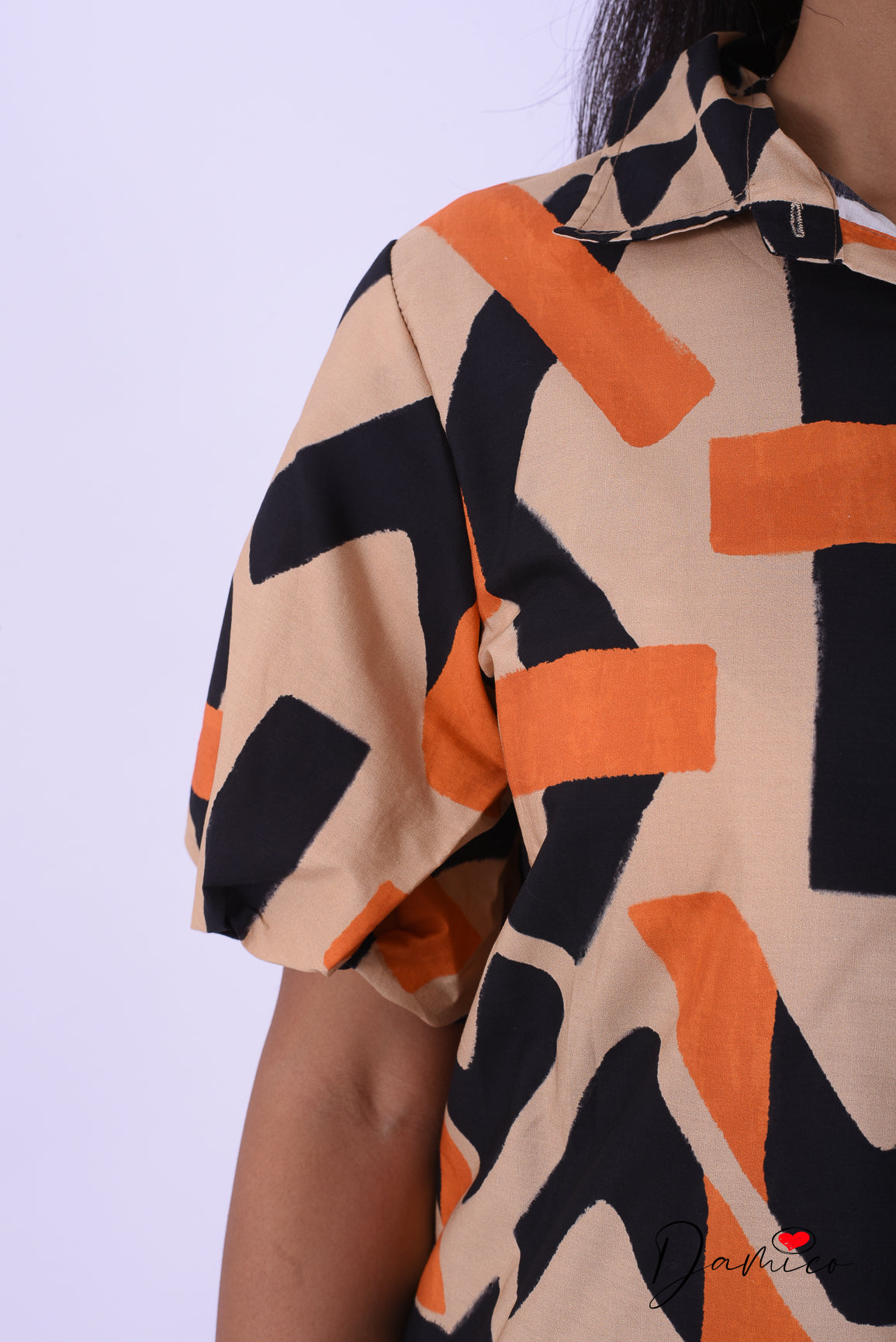 Camicia MC a palloncino geo