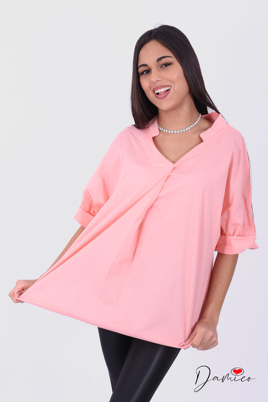 Blusa cotone a V