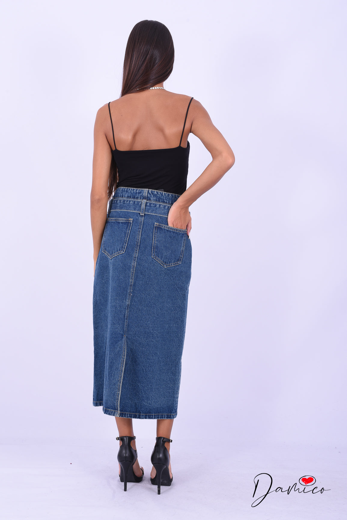 Gonna jeans con bottoni
