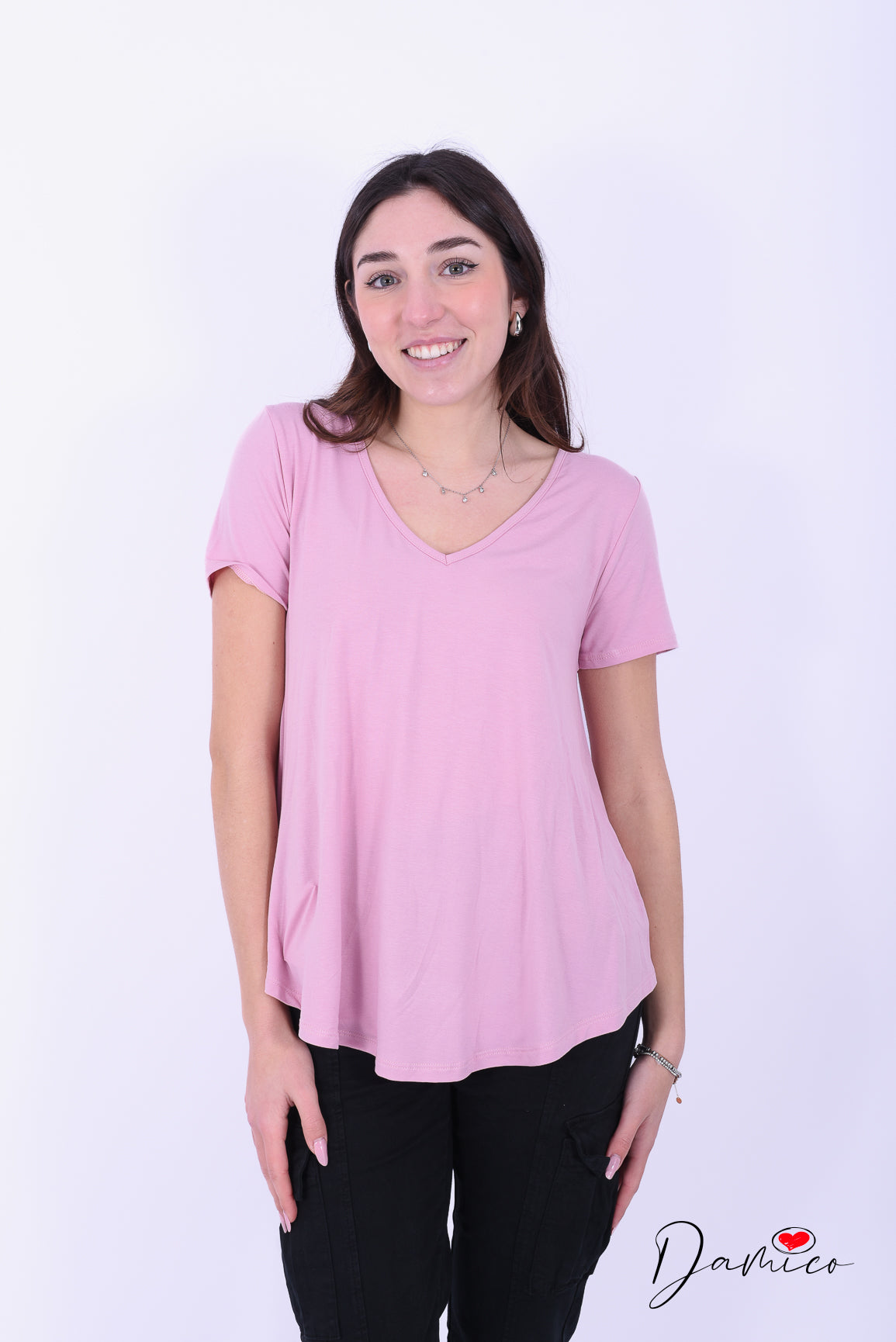 T-shirt Basic over V -6- 00437