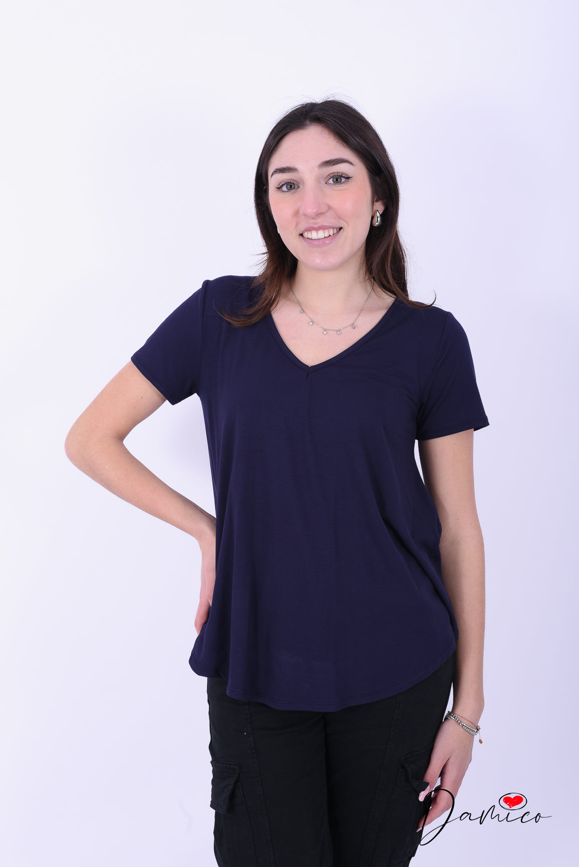 T-shirt Basic over V -6- 00437