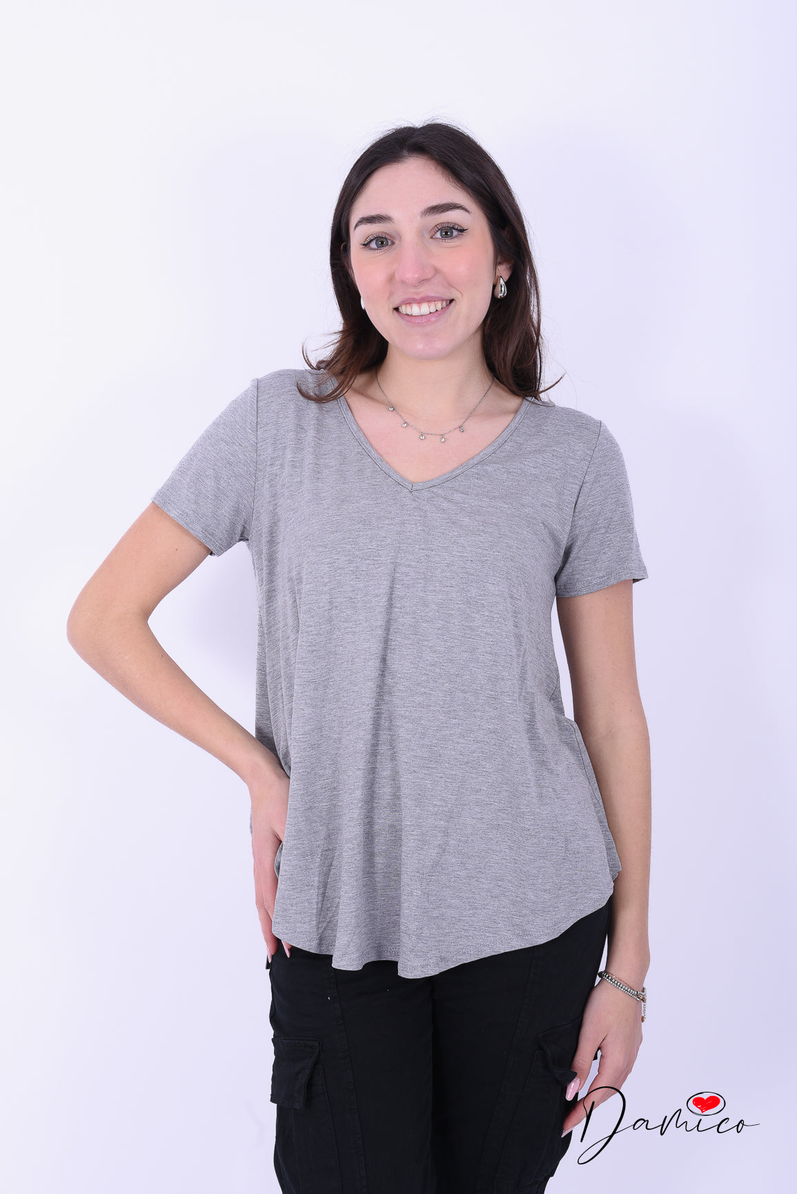 T-shirt Basic over V -6- 00437
