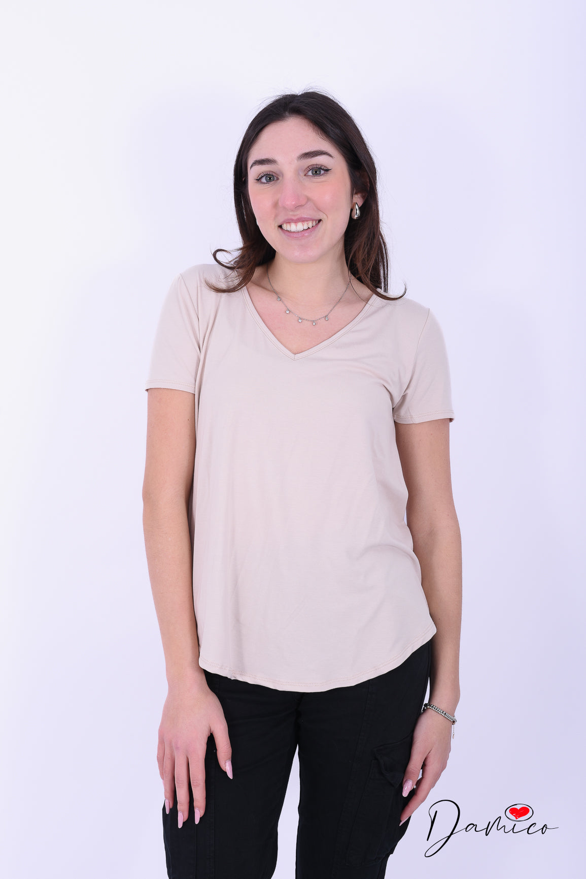 T-shirt Basic over V -6- 00437