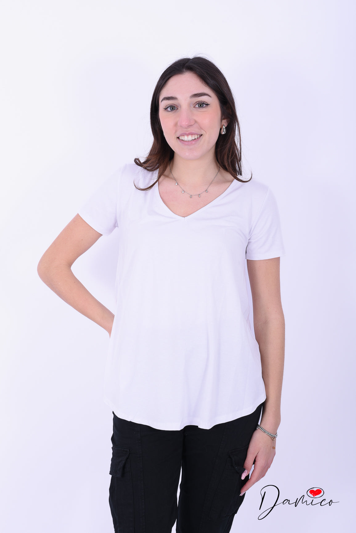 T-shirt Basic over V -6- 00437