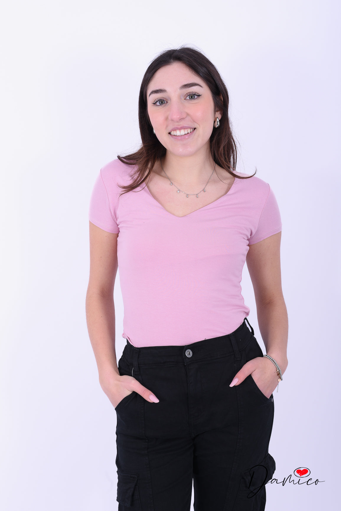 T-shirt Basic Slim V -6-00438