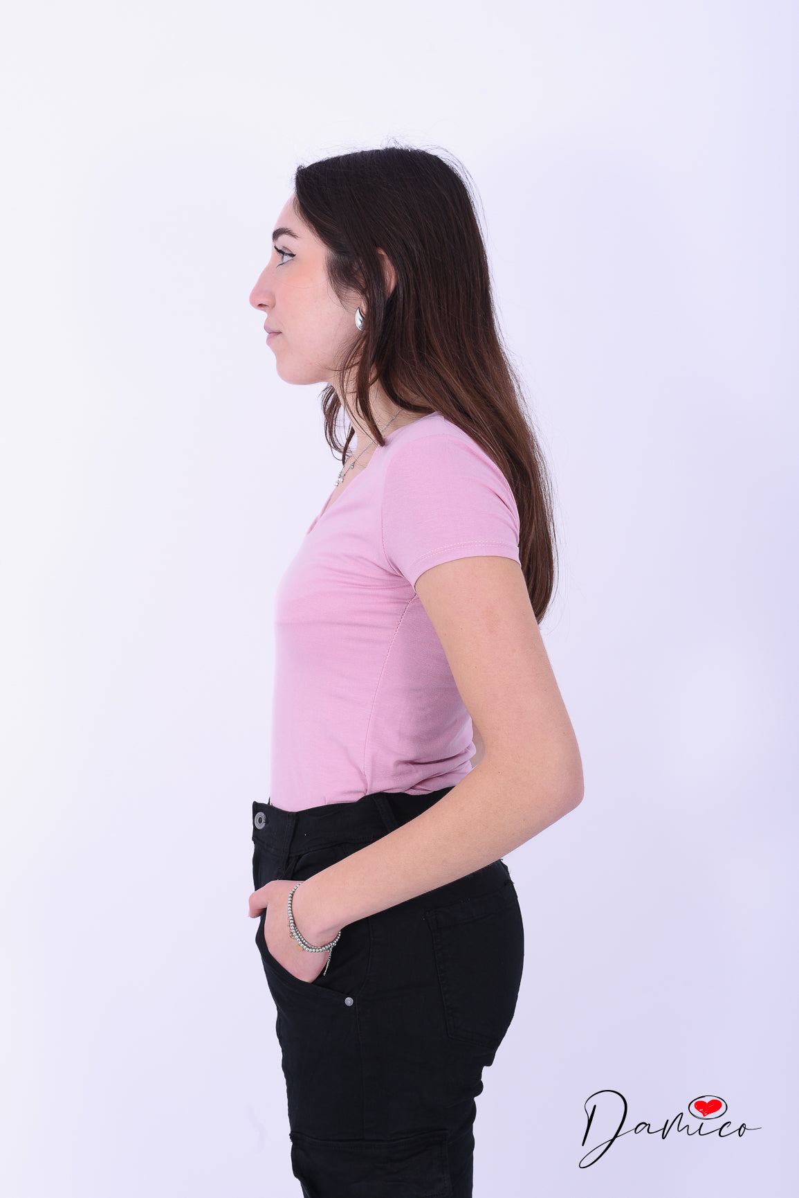 T-shirt Basic Slim V -6-00438
