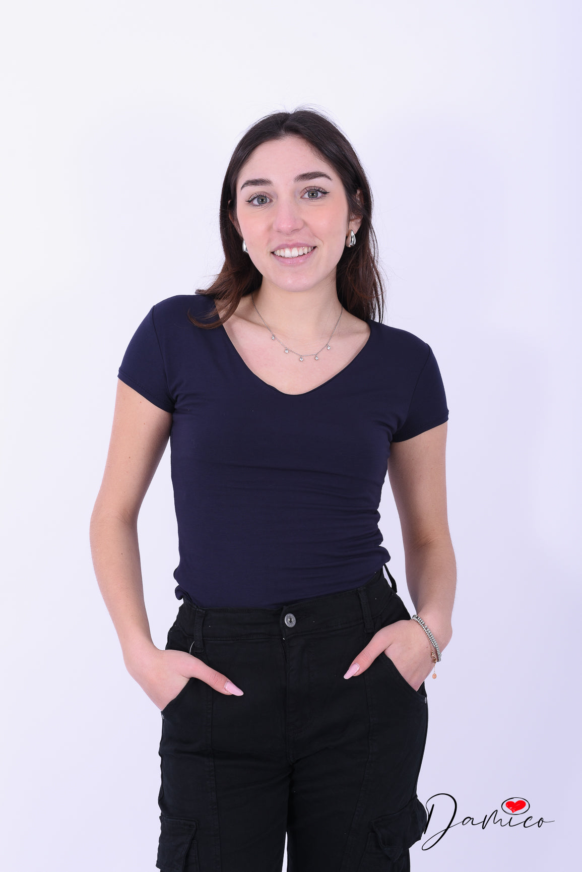 T-shirt Basic Slim V -6-00438