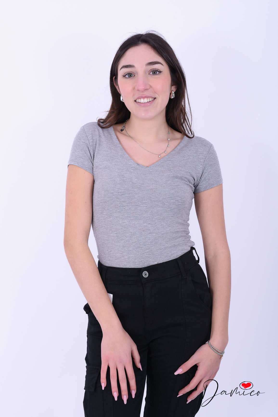 T-shirt Basic Slim V -6-00438