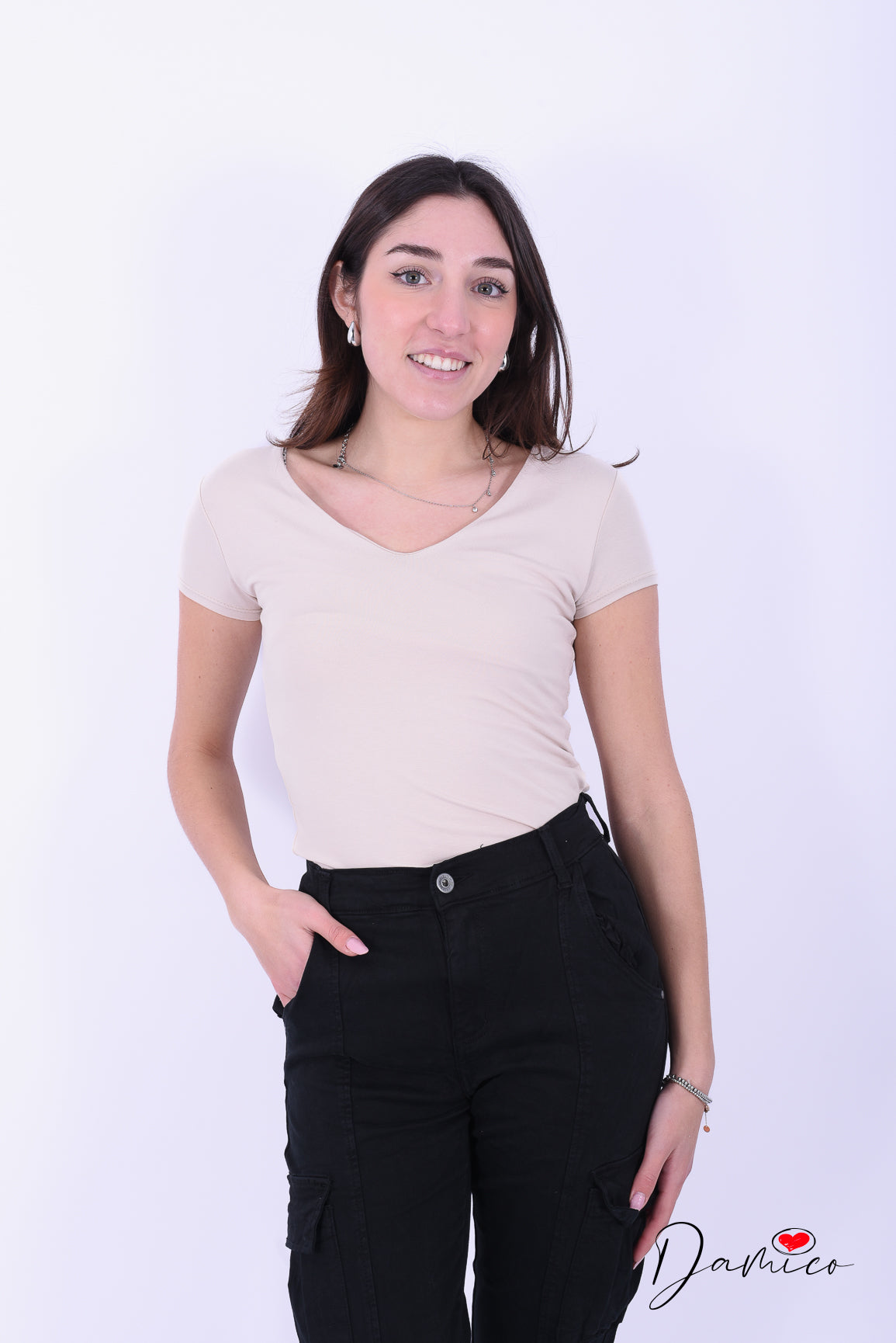 T-shirt Basic Slim V -6-00438