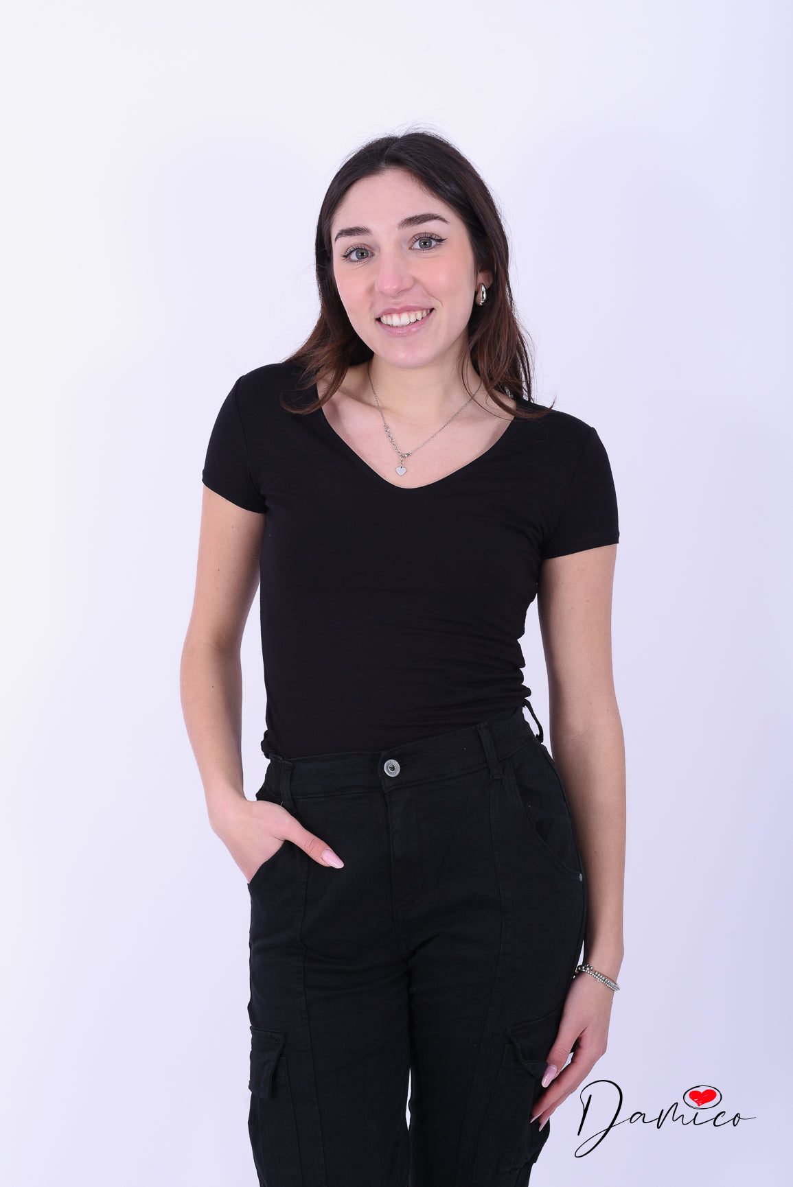 T-shirt Basic Slim V -6-00438