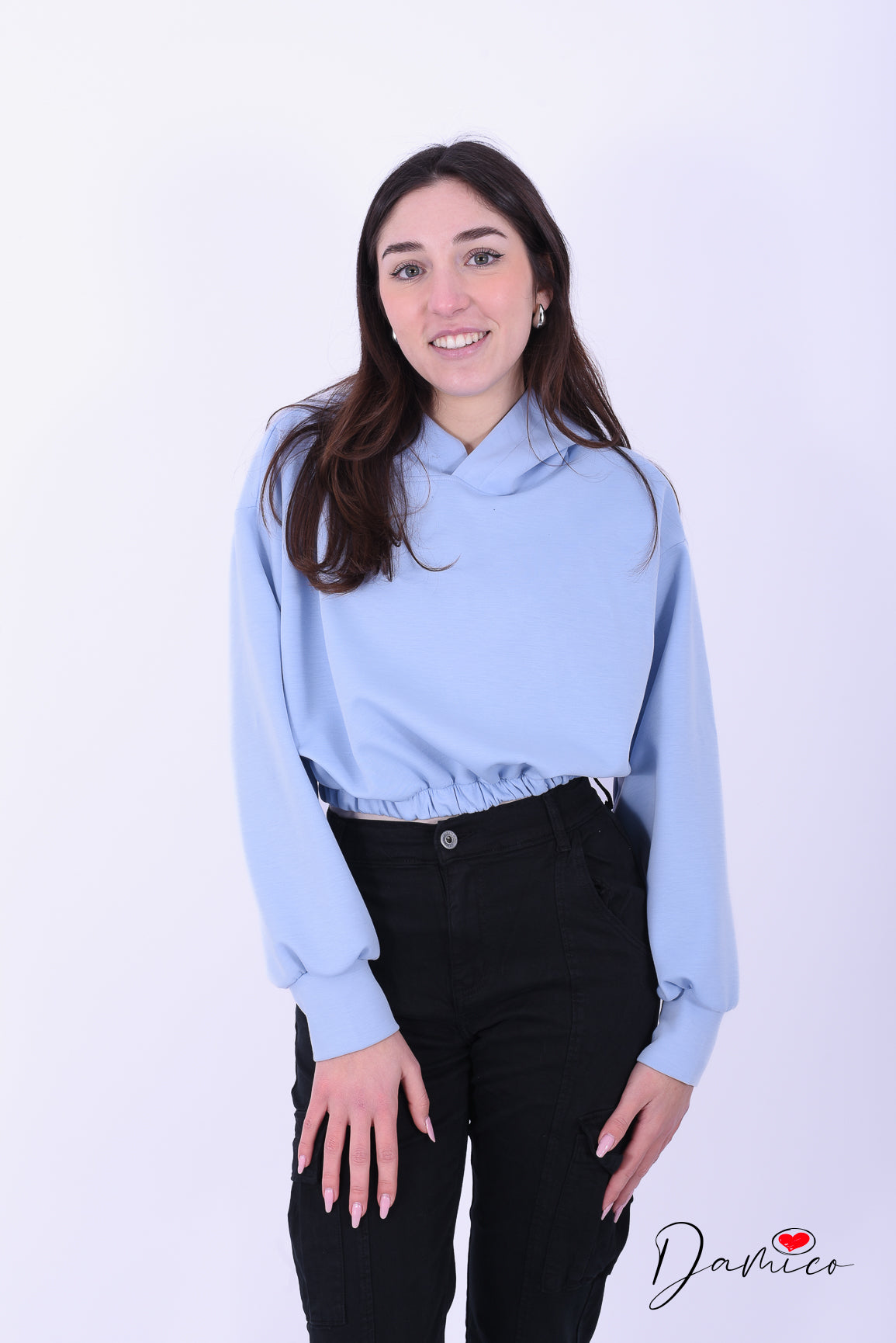 Felpa crop con cappuccio -6- 00402