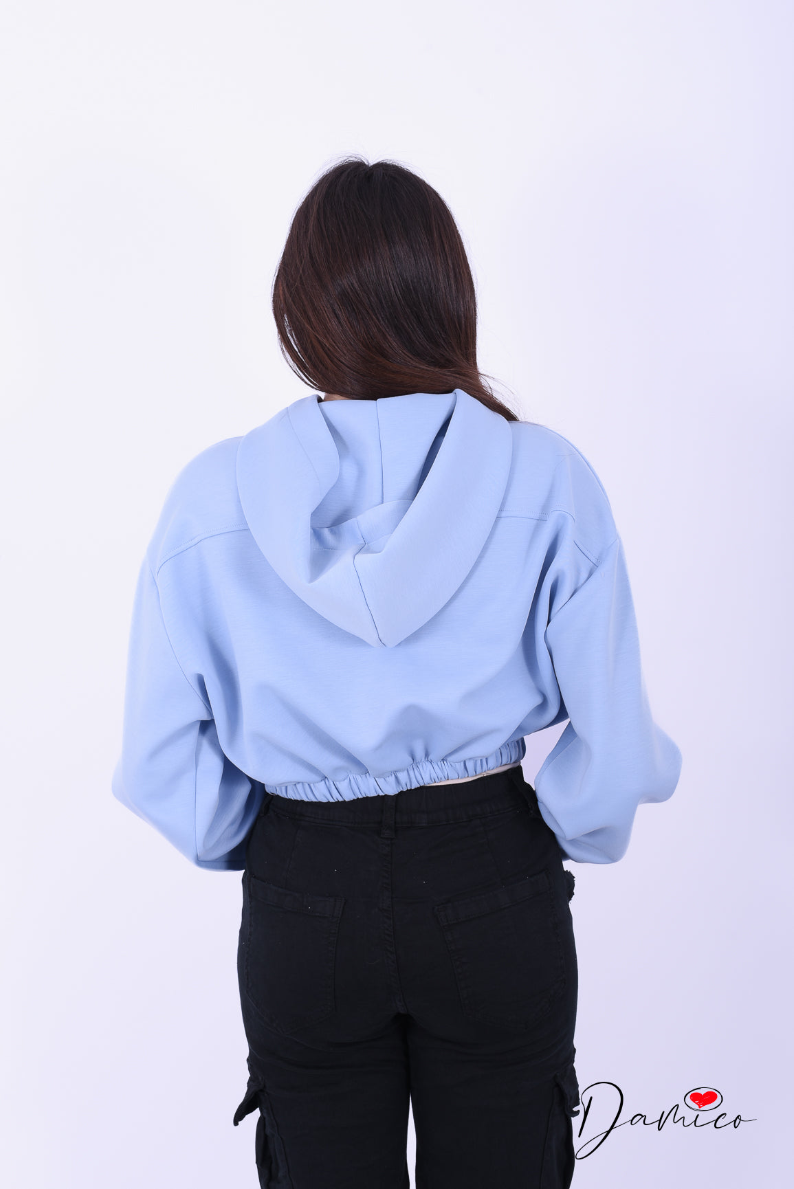 Felpa crop con cappuccio -6- 00402