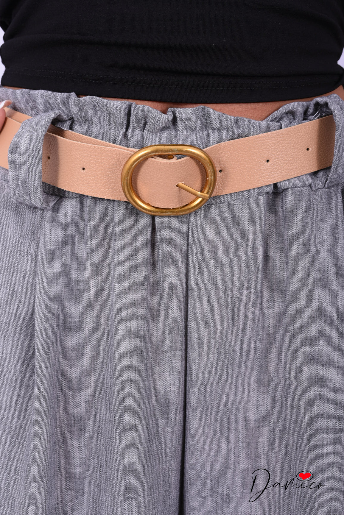 Panta palazzo con cintura e pinces