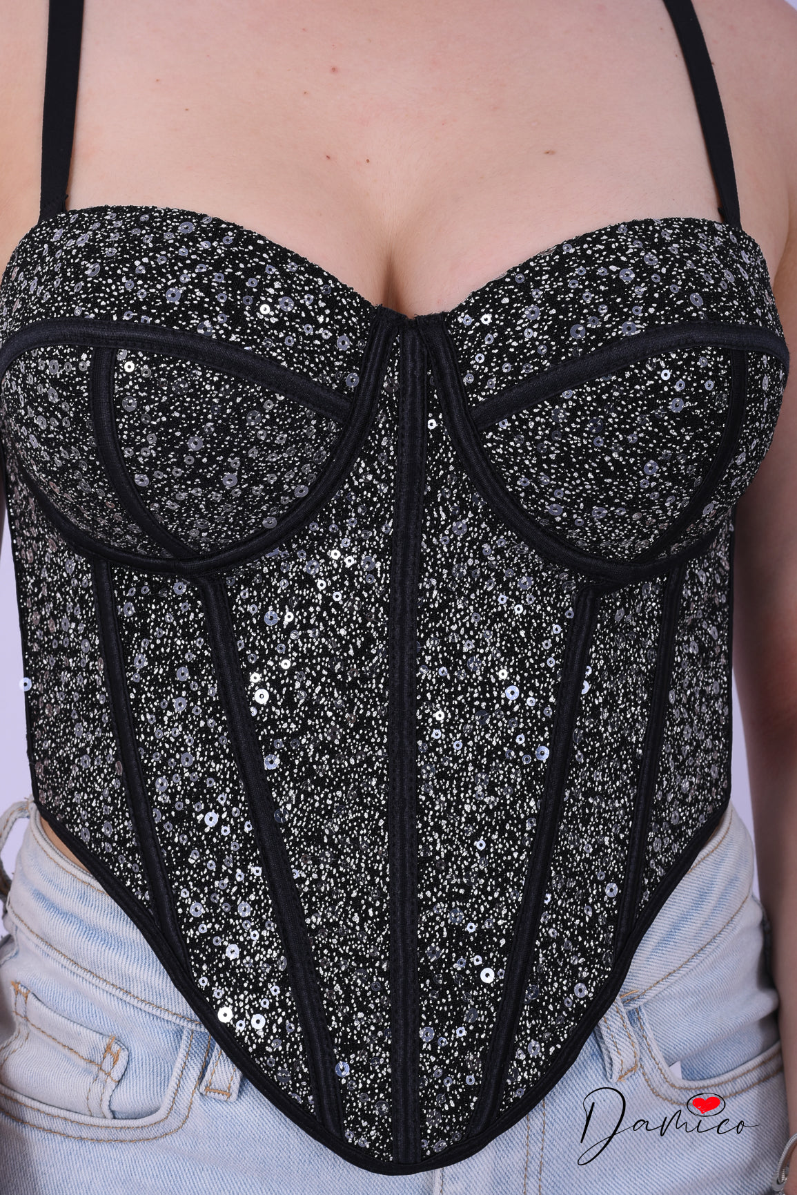 Corsetto bustier strass a punta