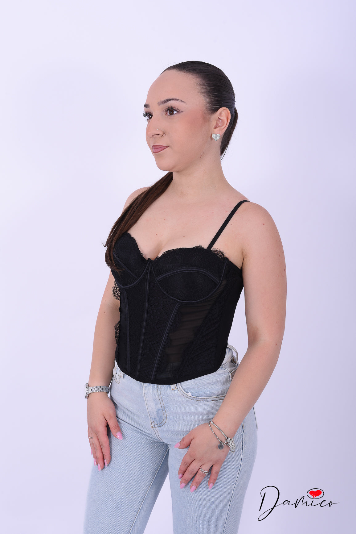 Corsetto semitrasparenze in pizzo